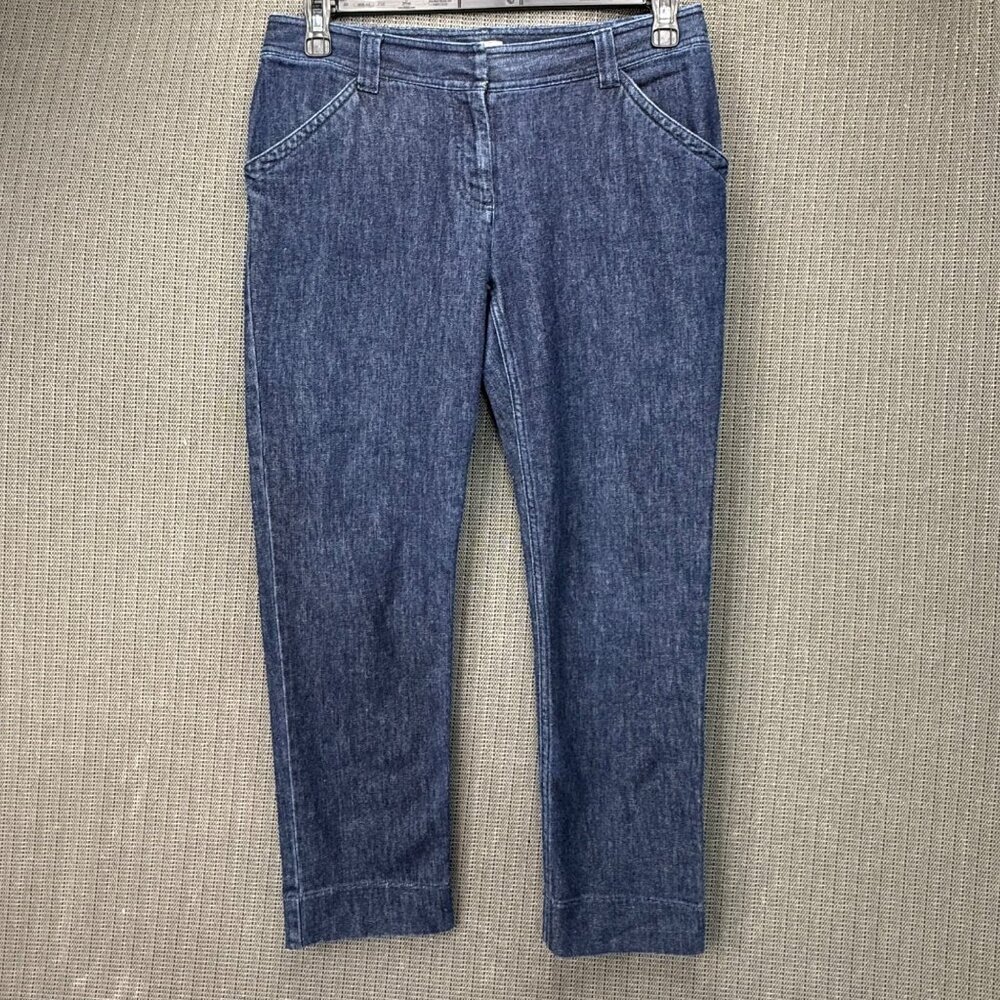 J.Jill Womens Size 8 Slim Fit Blue Stretch Denim Pants Straight Leg Mid-rise